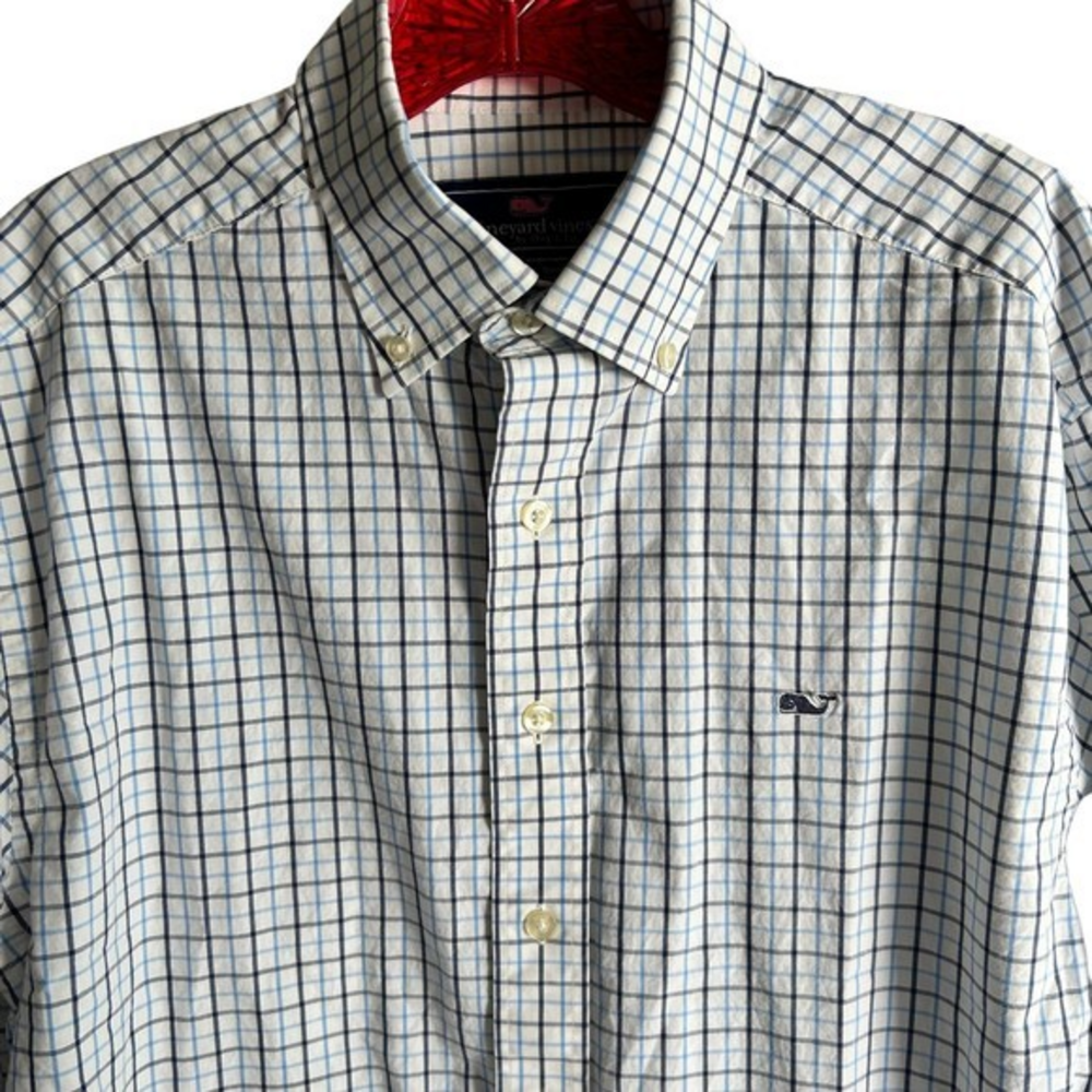 Vineyard Vines Men's Adult‎ Sz M Button Shirt Long Sleeve Plaid Blue
